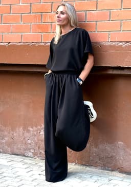 Set: Skort & Blouse — Black
