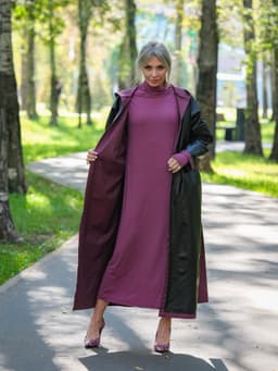 Hooded Raincoat with Belt — Cranberry