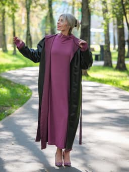 Hooded Raincoat with Belt — Cranberry