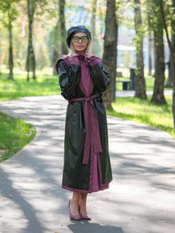 Hooded Raincoat with Belt — Cranberry
