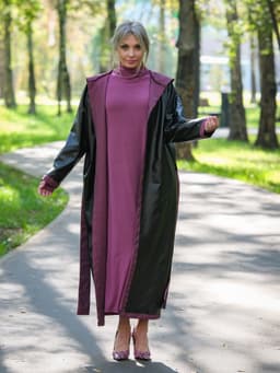 Hooded Raincoat with Belt — Cranberry
