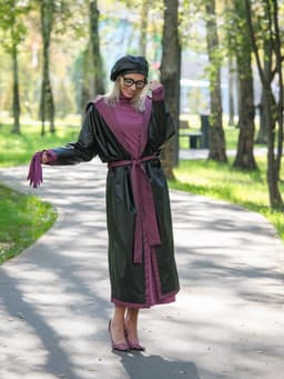 Hooded Raincoat with Belt — Cranberry