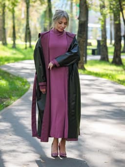 Hooded Raincoat with Belt — Cranberry