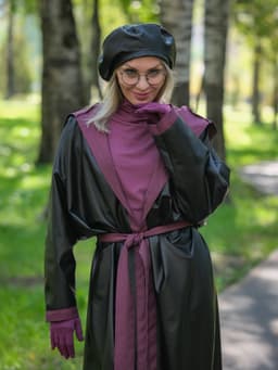 Hooded Raincoat with Belt — Cranberry