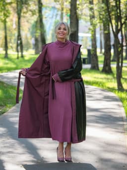 Hooded Raincoat with Belt — Cranberry