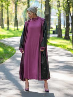 Hooded Raincoat with Belt — Cranberry