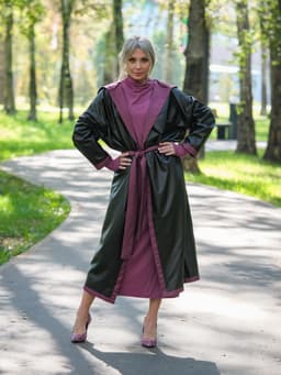 Hooded Raincoat with Belt — Cranberry
