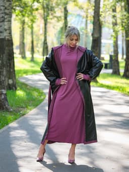 Hooded Raincoat with Belt — Cranberry