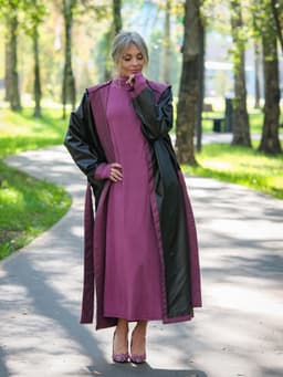 Hooded Raincoat with Belt — Cranberry