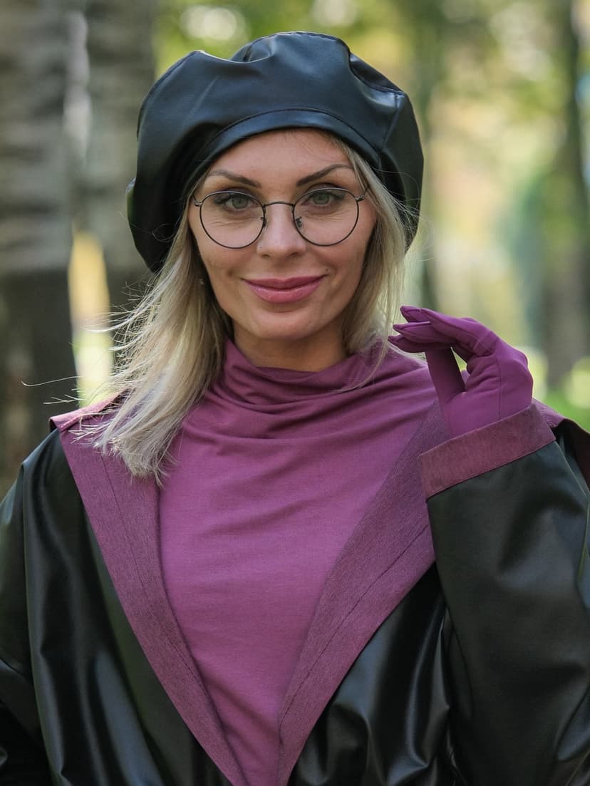Beret — Cranberry, Eco-Leather