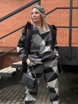 Creased Pants, Longsleeve & Sash Set — Black & White