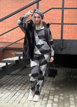 Creased Pants, Longsleeve & Sash Set — Black & White