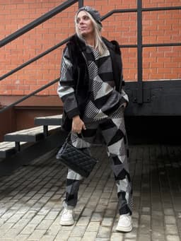 Creased Pants, Longsleeve & Sash Set — Black & White