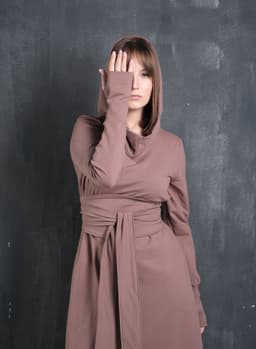 Assassin Dress — 2-Thread Fleece, Cocoa