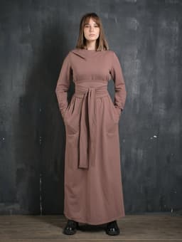 Assassin Dress — 2-Thread Fleece, Cocoa