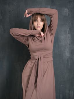 Assassin Dress — 2-Thread Fleece, Cocoa