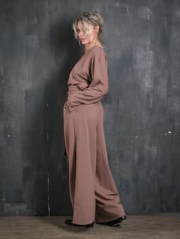 Creased Palazzo Pants — Cocoa, with Sash