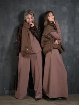 Creased Palazzo Pants — Cocoa, with Sash