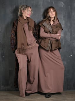 Creased Palazzo Pants — Cocoa, with Sash