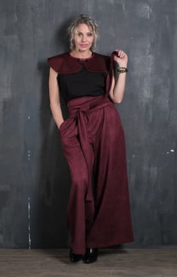 Palazzo Pants & Sash — Burgundy Plaid