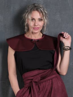 Peplum Waist Collar — Burgundy