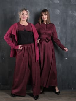 Dress with Sash — Burgundy Plaid
