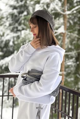Hoodie — White, Unisex, Brushed