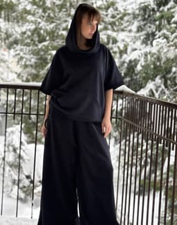 Short-Sleeve Hoodie — Blue, Unisex, Loopback