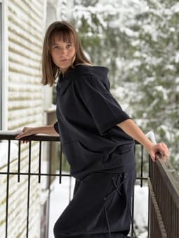 Short-Sleeve Hoodie — Blue, Unisex, Loopback
