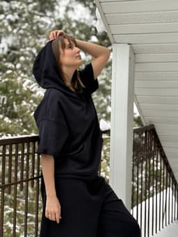 Short-Sleeve Hoodie — Blue, Unisex, Loopback