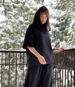 Short-Sleeve Hoodie — Blue, Unisex, Loopback