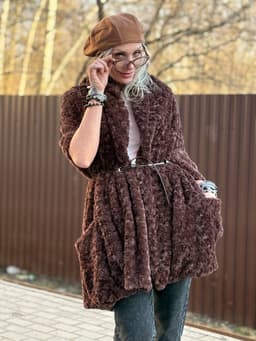 Vest/Cape with Pockets and Belt — Chocolate