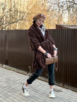 Vest/Cape with Pockets and Belt — Chocolate