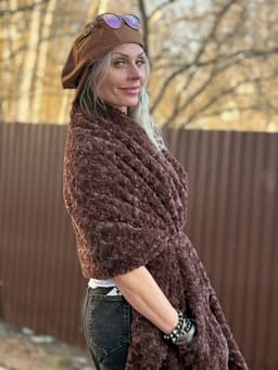 Vest/Cape with Pockets and Belt — Chocolate
