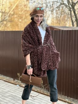 Vest/Cape with Pockets and Belt — Chocolate