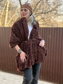 Vest/Cape with Pockets and Belt — Chocolate