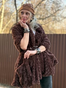 Vest/Cape with Pockets and Belt — Chocolate