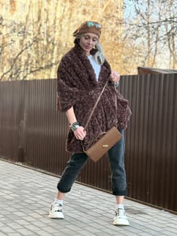 Vest/Cape with Pockets and Belt — Chocolate