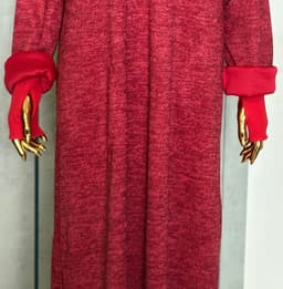 Ribbed Knit Arm Warmers — Red