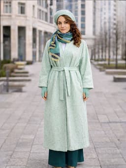 Unlined Kaftan Coat with Belt — Sage