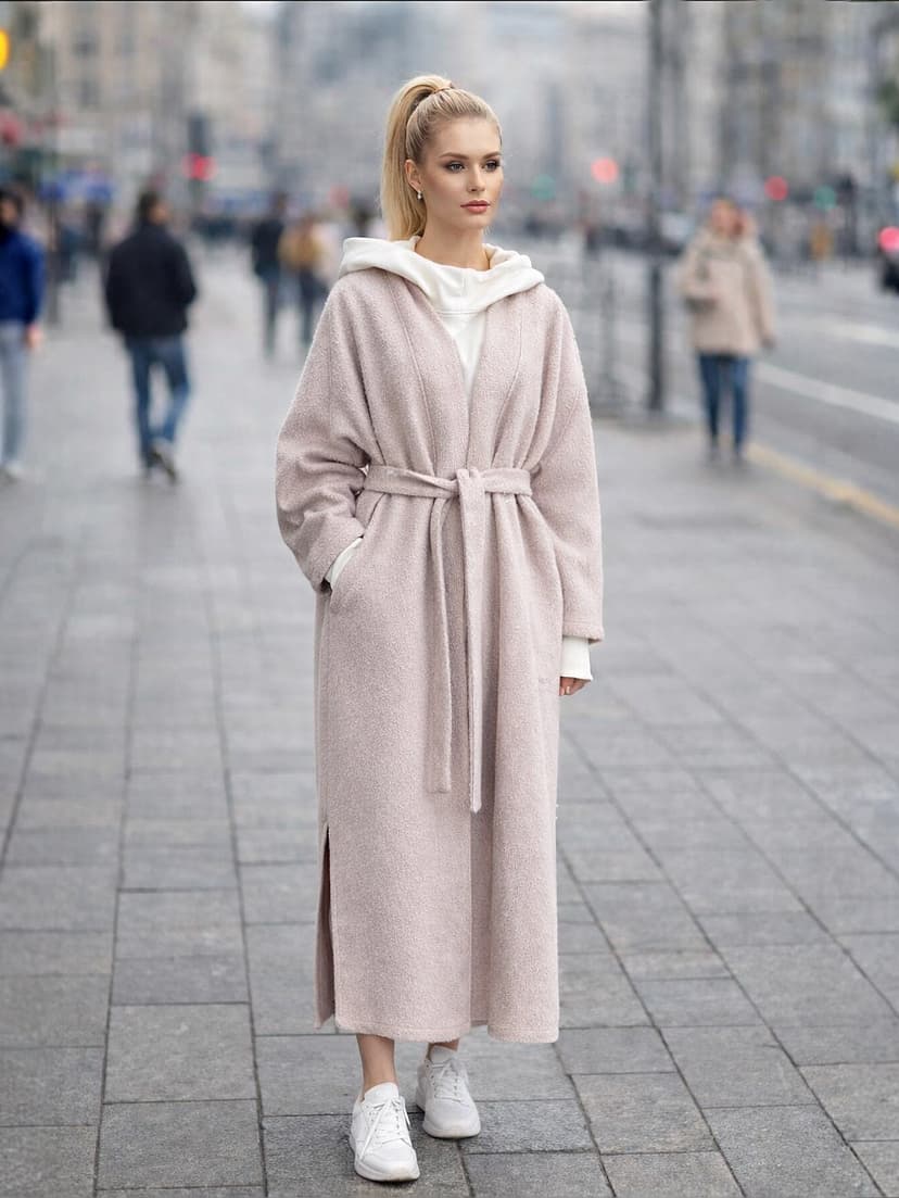 Unlined Kaftan Coat with Belt — Baked Milk