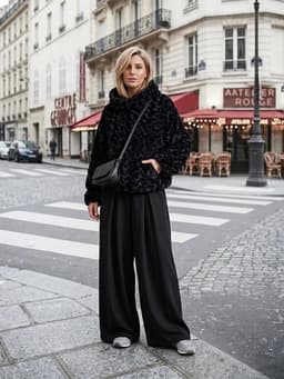 Faux Fur Hoodie — Black