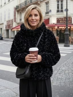 Faux Fur Hoodie — Black