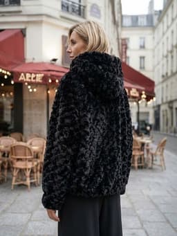 Faux Fur Hoodie — Black