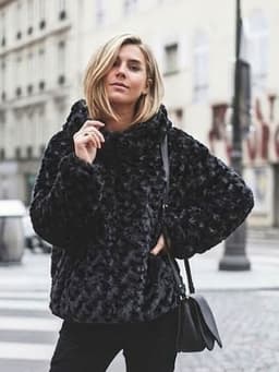 Faux Fur Hoodie — Black