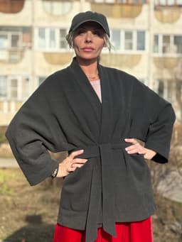 Lined Kimono Coat — Grey