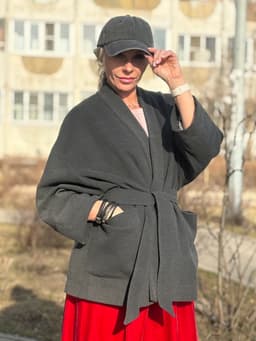 Lined Kimono Coat — Grey