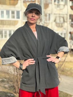 Lined Kimono Coat — Grey