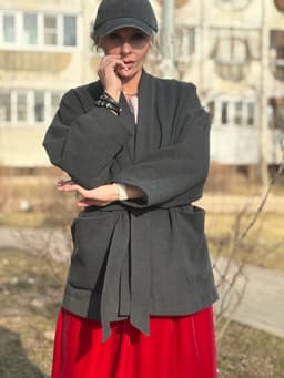 Lined Kimono Coat — Grey