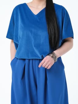 Marbled Velvet Blouse — Royal Blue